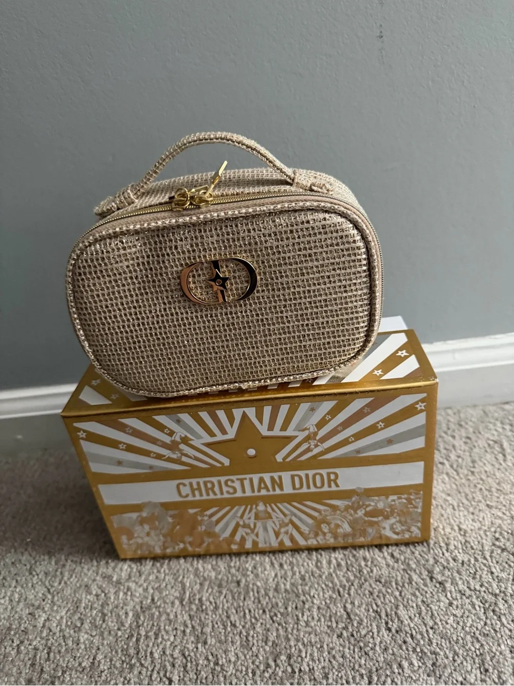 Dior Metallic Gold Woven Mini Vanity Case - Picture 2 of 3